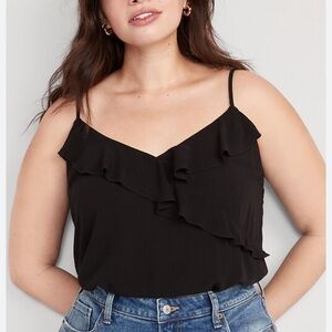 Old Navy Black Spaghetti Strap Ruffled Short Tank Top L